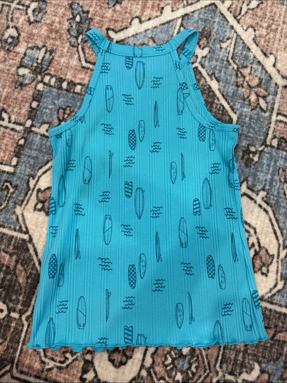 Cat & Jack Aquamarine Ribbed Tank with Surfboard Motif - Picture 3 of 3
